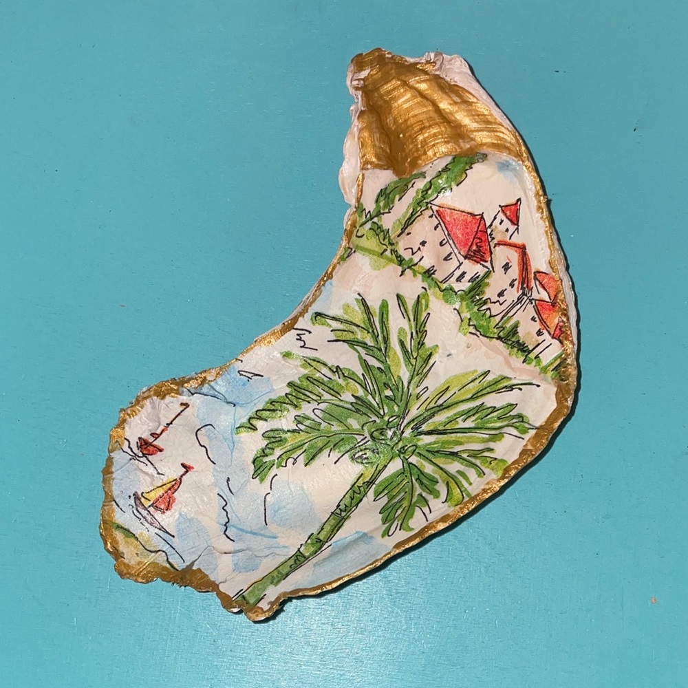 Hand-Painted Oyster Shell Home Accent